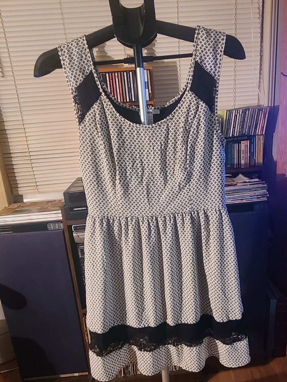 Macy's Bar III Black and White Sleeveless Fit & Flare Skater Mini Dress